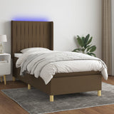 Slatted bed base LED mattress Dark brown 90x190cm Fabric