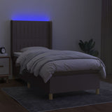 Slatted bed base with mattress and LED Taupe 100x200 cm Fabric