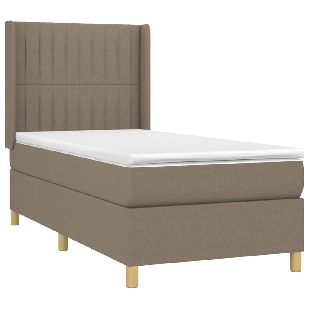 Slatted bed base with mattress and LED Taupe 100x200 cm Fabric