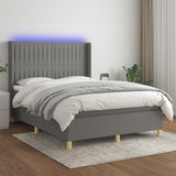 Sommier à lattes de lit matelas LED Gris foncé 140x190 cm Tissu