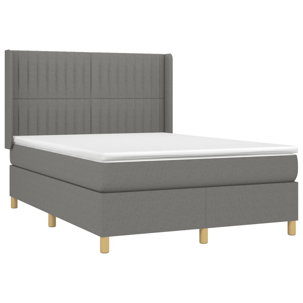 Sommier à lattes de lit matelas LED Gris foncé 140x200 cm Tissu