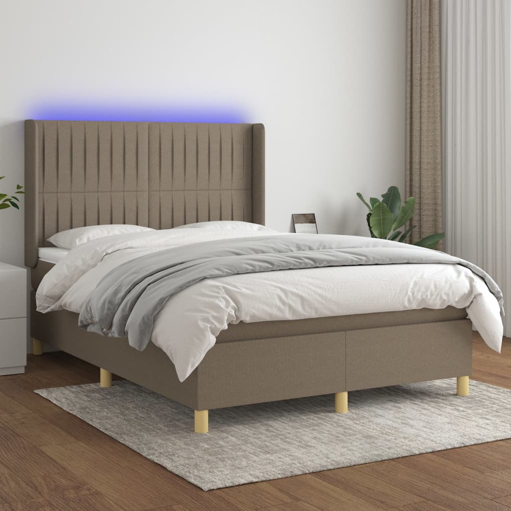 Lattenrostmatratze und Stoff LED Taupe 140x200 cm