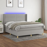 Sommier à lattes de lit matelas LED Gris clair 160x200 cm Tissu