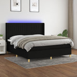 Sommier à lattes de lit matelas et LED Noir 160x200 cm Tissu