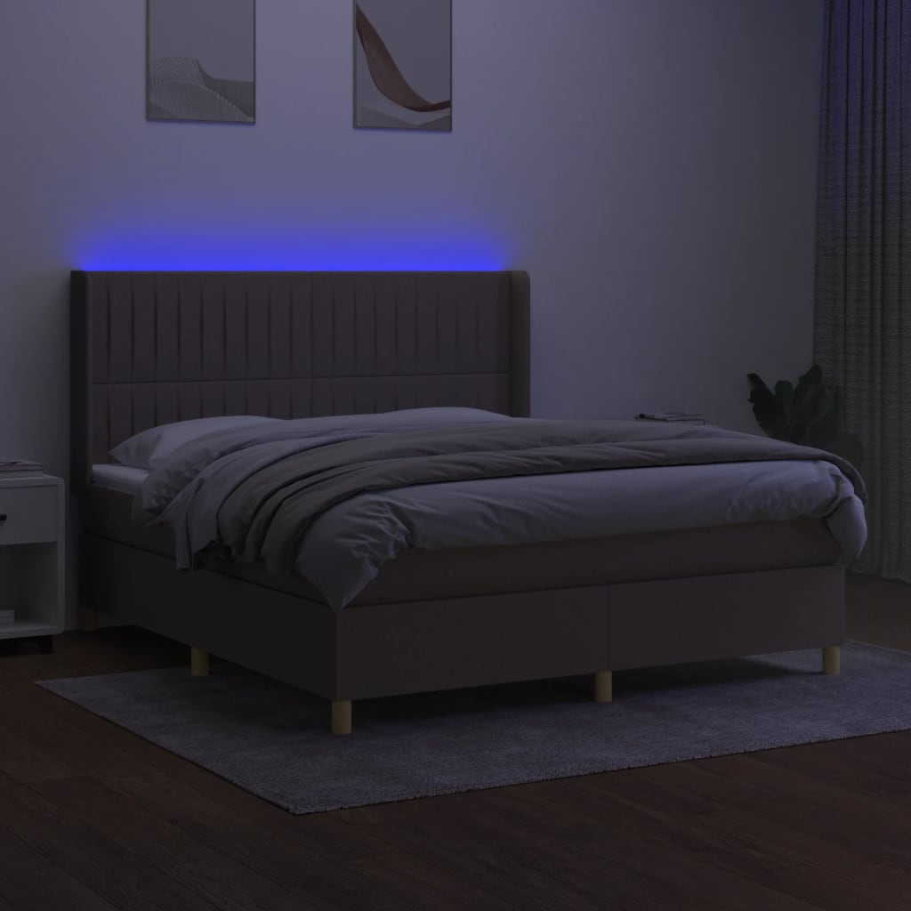 Lattenrostmatratze und Stoff LED Taupe 160x200 cm