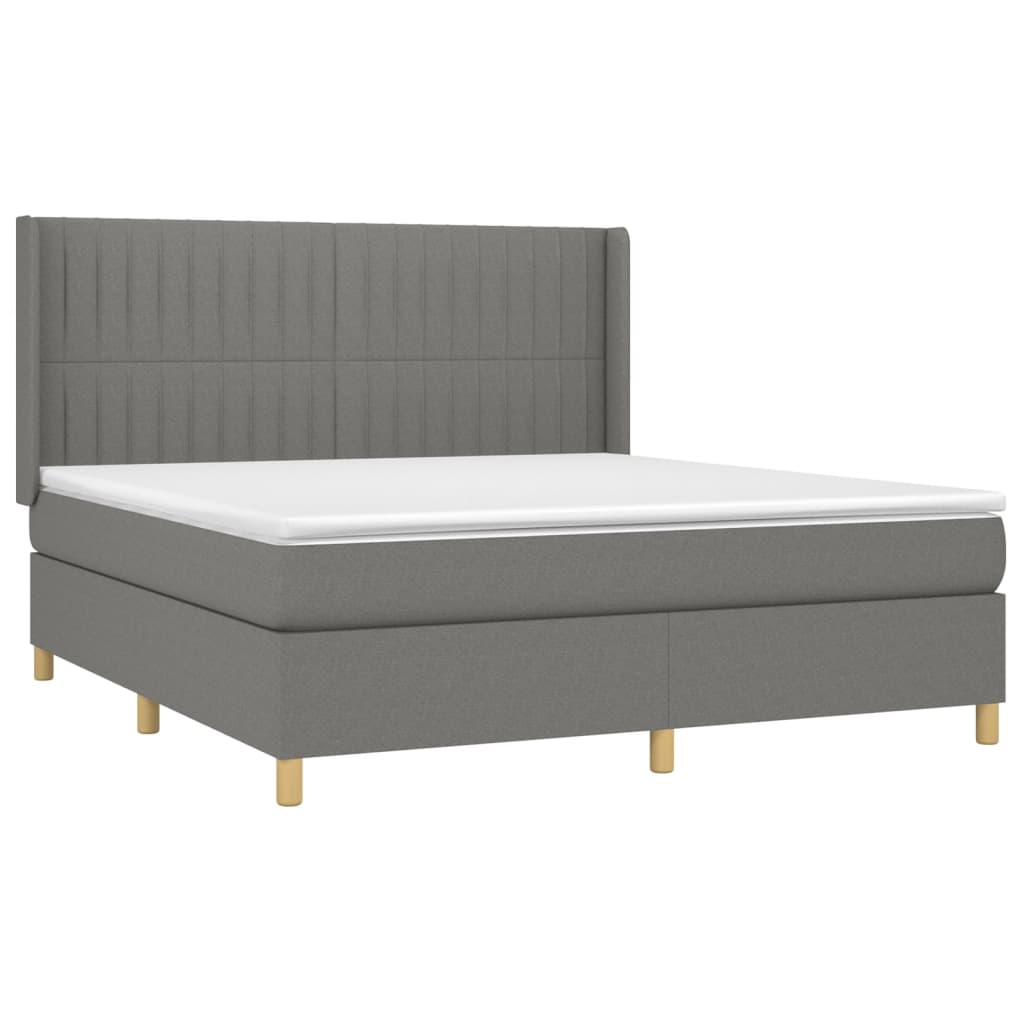 Sommier à lattes de lit matelas LED Gris foncé 180x200 cm Tissu