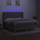 Sommier à lattes de lit matelas et LED Taupe 180x200 cm Tissu