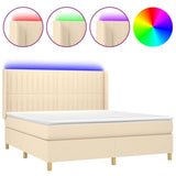 Sommier à lattes de lit matelas et LED Crème 180x200 cm Tissu