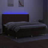 Sommier à lattes de lit matelas et LED Marron foncé 200x200 cm