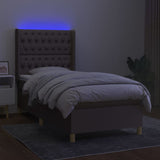 Sommier à lattes de lit matelas et LED Taupe 80x200cm Tissu