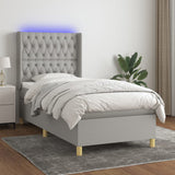 Sommier à lattes de lit matelas LED Gris clair 90x190cm Tissu