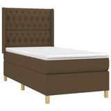 Sommier à lattes de lit matelas LED Marron foncé 90x190cm Tissu