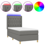 Sommier à lattes de lit matelas LED Gris foncé 100x200 cm Tissu