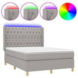 Sommier à lattes de lit matelas LED Gris clair 140x190 cm Tissu