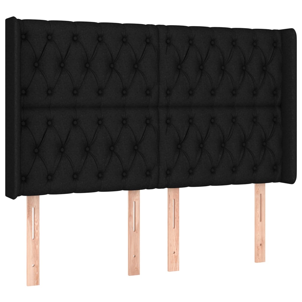 Sommier à lattes de lit matelas et LED Noir 140x190 cm Tissu