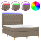 Sommier à lattes de lit matelas et LED Taupe 140x190 cm Tissu