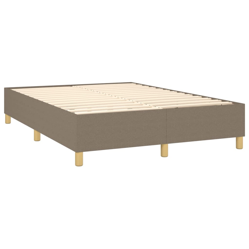 Sommier à lattes de lit matelas et LED Taupe 140x190 cm Tissu