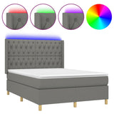 Sommier à lattes de lit matelas LED Gris foncé 140x200 cm Tissu