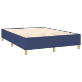 Sommier à lattes de lit matelas et LED Bleu 140x200 cm Tissu