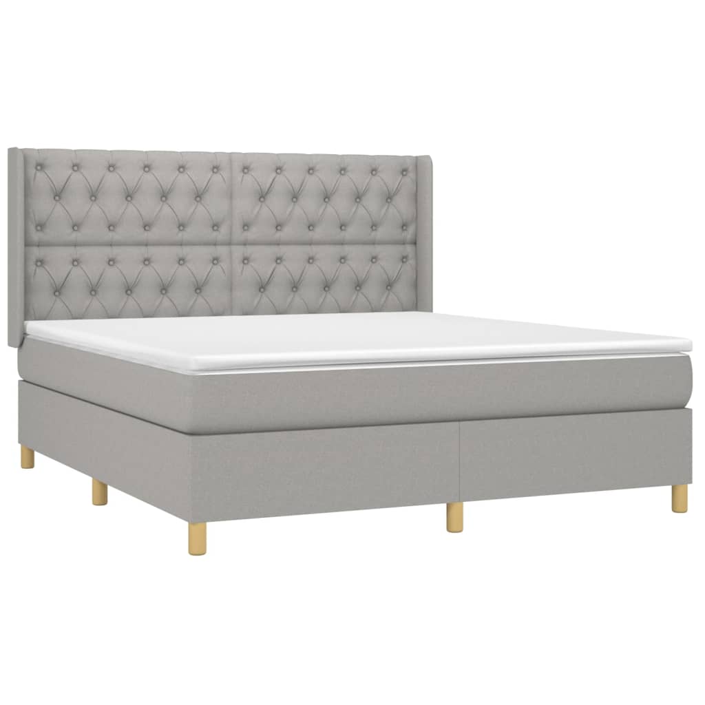 Sommier à lattes de lit matelas LED Gris clair 160x200 cm Tissu