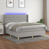 Sommier à lattes de lit matelas LED Gris clair 160x200 cm Tissu