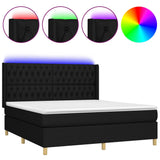 Sommier à lattes de lit matelas et LED Noir 160x200 cm Tissu