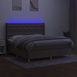 Sommier à lattes de lit matelas et LED Taupe 160x200 cm Tissu