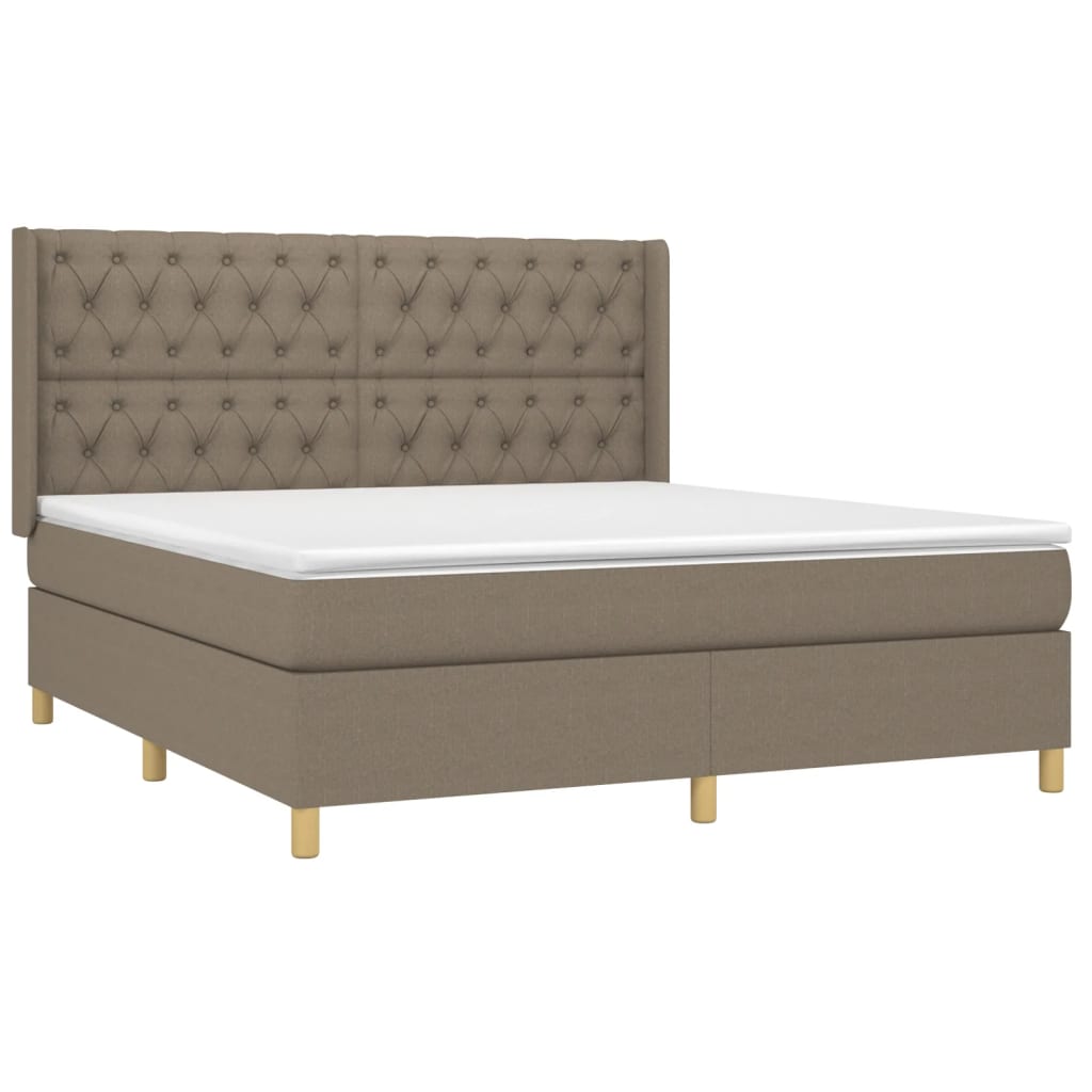 Sommier à lattes de lit matelas et LED Taupe 160x200 cm Tissu