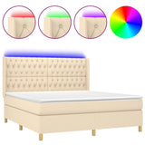 Sommier à lattes de lit matelas et LED Crème 160x200 cm Tissu