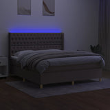 Sommier à lattes de lit matelas et LED Taupe 180x200 cm Tissu