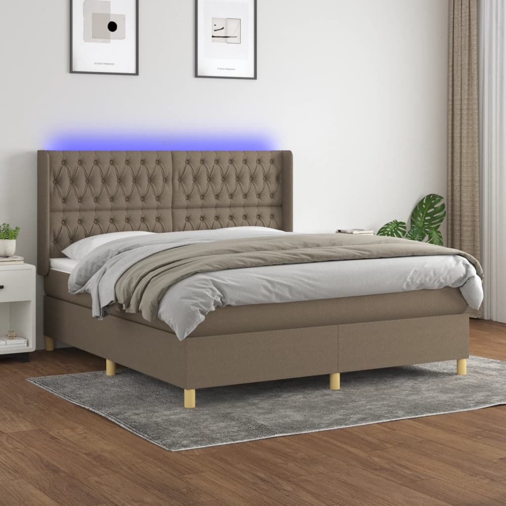 Lattenrostmatratze und Stoff LED Taupe 180x200 cm