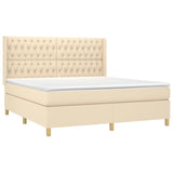 Sommier à lattes de lit matelas et LED Crème 180x200 cm Tissu