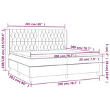 Bed slatted base LED mattress Light gray 200x200 cm Fabric