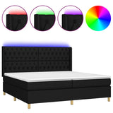 Sommier à lattes de lit matelas et LED Noir 200x200 cm Tissu