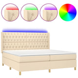 Sommier à lattes de lit matelas et LED Crème 200x200 cm Tissu