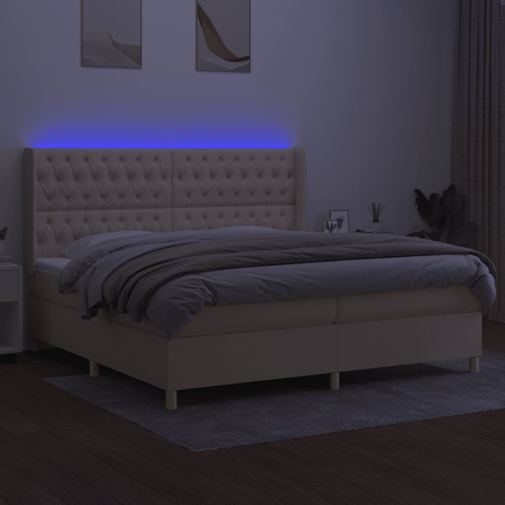 Lattenrostmatratze und LED-Creme-Stoff 200 x 200 cm