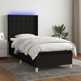 Sommier à lattes de lit matelas et LED Noir 80x200cm Tissu