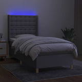 Slatted bed base LED mattress Light gray 90x190cm Fabric