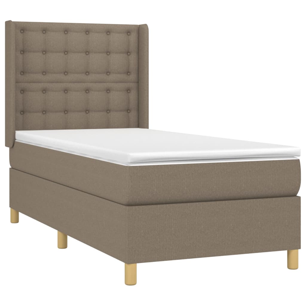 Slatted bed base with mattress and LED Taupe 100x200 cm Fabric