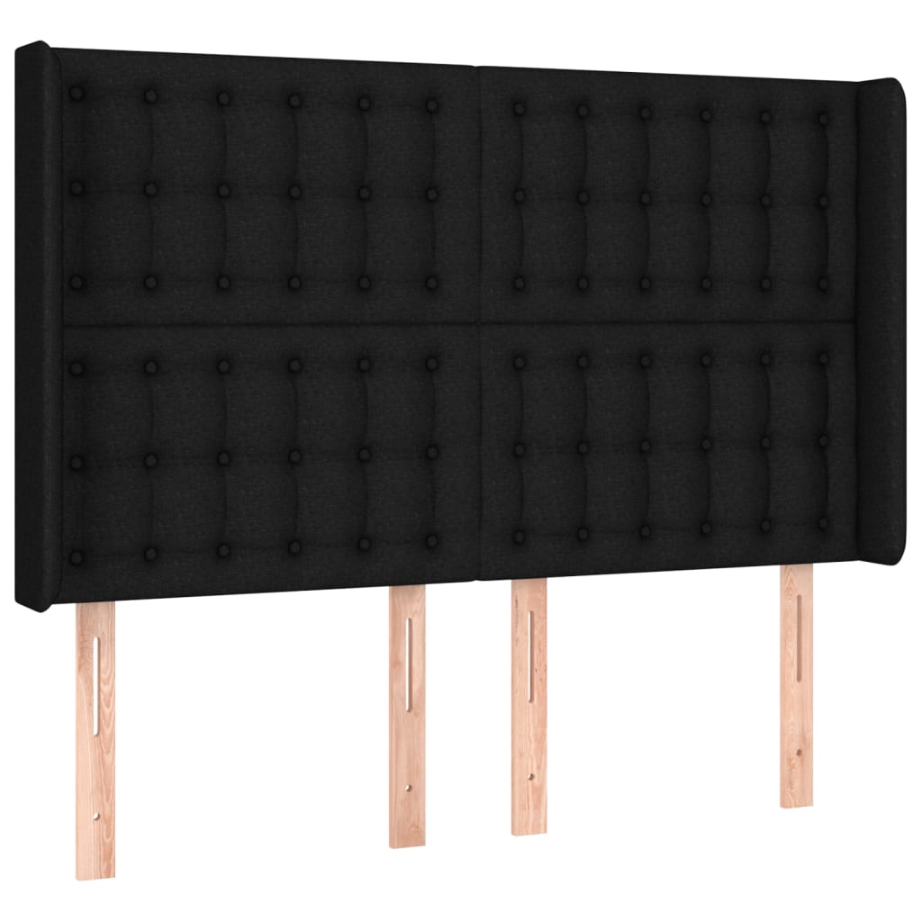 Sommier à lattes de lit matelas et LED Noir 140x190 cm Tissu