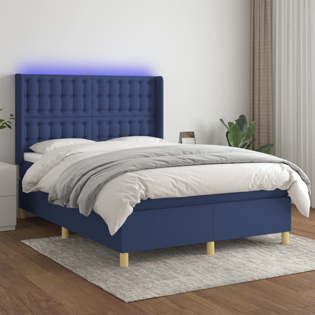 Lattenrostmatratze und Stoff LED Blau 140x190 cm