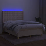 Lattenrostmatratze und LED-Creme-Stoff 140 x 200 cm