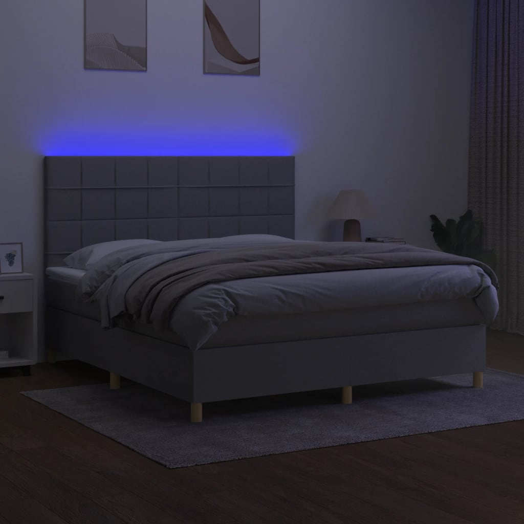 Sommier à lattes de lit matelas LED Gris clair 160x200 cm Tissu