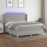 Sommier à lattes de lit matelas LED Gris clair 160x200 cm Tissu