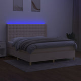 Lattenrostmatratze und LED-Creme-Stoff 160 x 200 cm