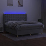 Sommier à lattes de lit matelas LED Gris clair 180x200 cm Tissu