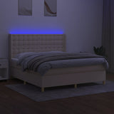 Sommier à lattes de lit matelas et LED Crème 180x200 cm Tissu