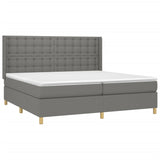 Sommier à lattes de lit matelas LED Gris foncé 200x200 cm Tissu