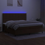 Sommier à lattes de lit matelas et LED Marron foncé 200x200 cm