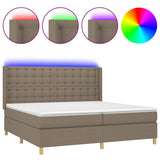 Sommier à lattes de lit matelas et LED Taupe 200x200 cm Tissu